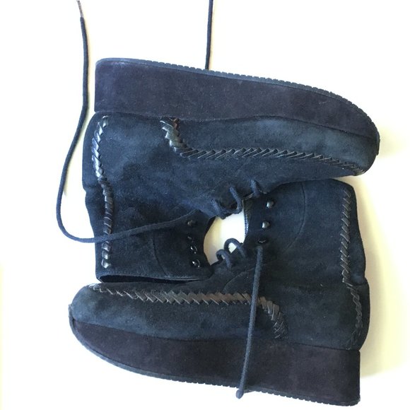 Stephane Kélian vtg rare black suade platforms - Picture 1 of 6